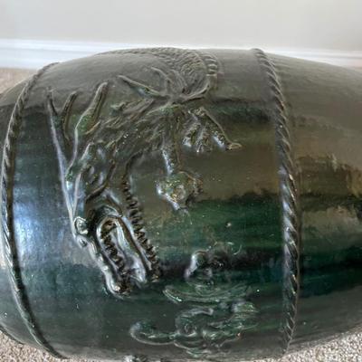 Indonesia Martaban Storage Jar Pottery Dragon Design