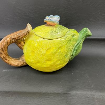 Lemon Butterfly Ceramic Teapot