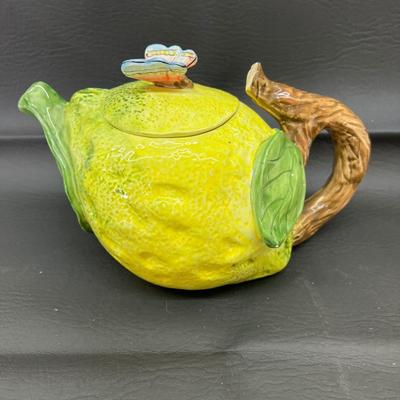 Lemon Butterfly Ceramic Teapot