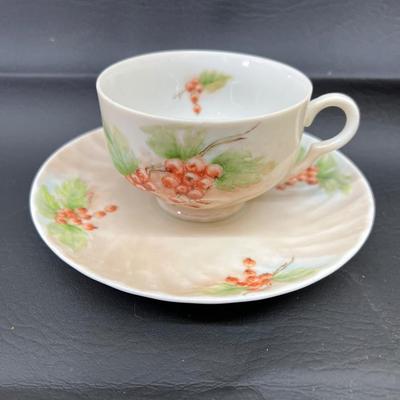 Cup and Saucer Gold Standard Berries Porcelain Japan