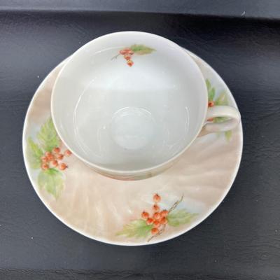 Cup and Saucer Gold Standard Berries Porcelain Japan