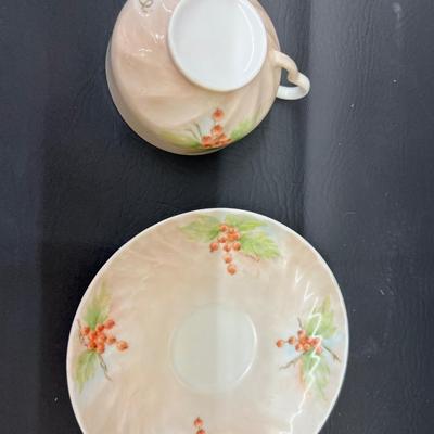 Cup and Saucer Gold Standard Berries Porcelain Japan