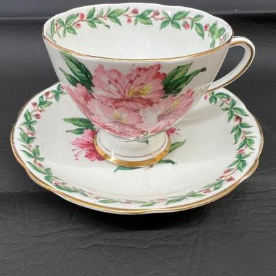Gladestone Bone China Cup and Saucer England Laurel Time