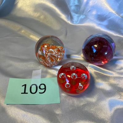3 Art Glass paperweights