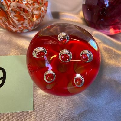 3 Art Glass paperweights