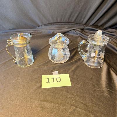 2 Syrup Pitchers & marmalade jar