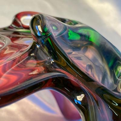 Murano Glass Bowl Cranberry & Green