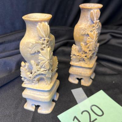 Oriental Soapstone Carved Vases