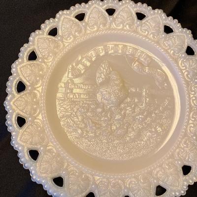 4 Milk Glass plates Victorian era
