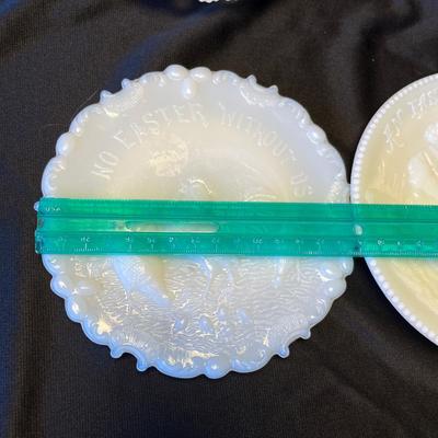 4 Milk Glass plates Victorian era