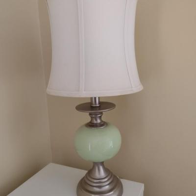 Brushed Nickel and Glass Post Table Lamp