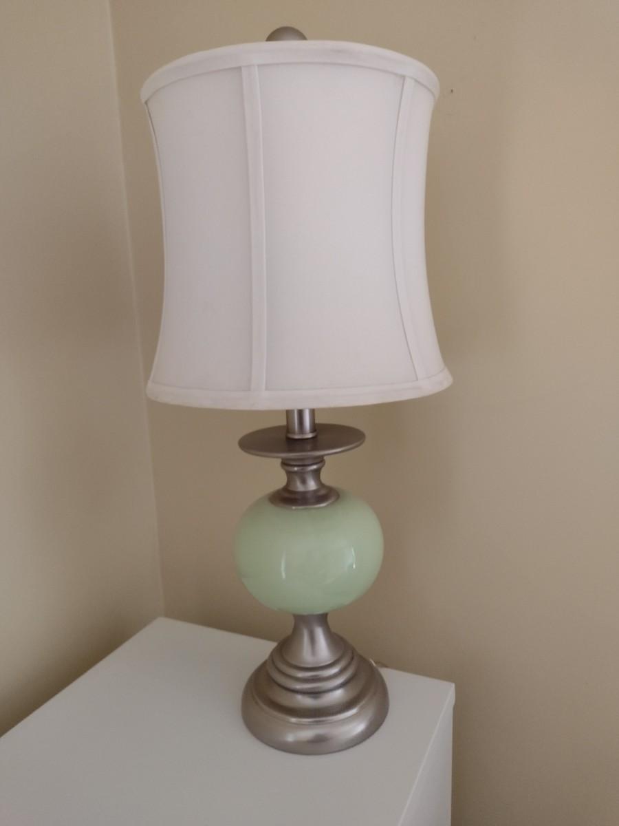 Brushed Nickel and Glass Post Table Lamp