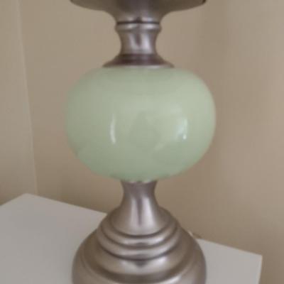 Brushed Nickel and Glass Post Table Lamp