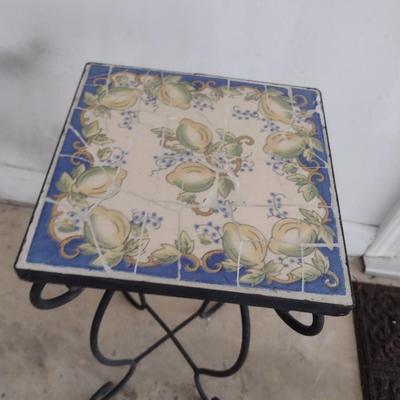 Wrought Metal Tile Top Small Garden Table