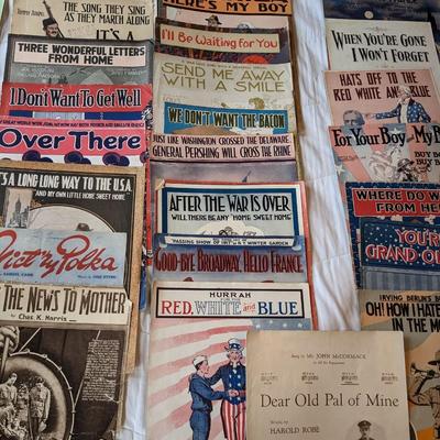 Wonderful Collection of WWI and II Music Sheets