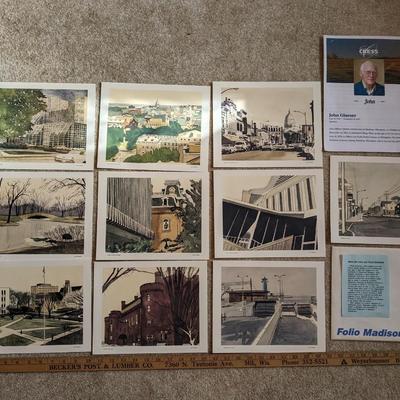 11 Rare Vintage Prints of John Glaeser Folio Madison Watercolor Sketches of Madison