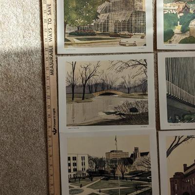 11 Rare Vintage Prints of John Glaeser Folio Madison Watercolor Sketches of Madison