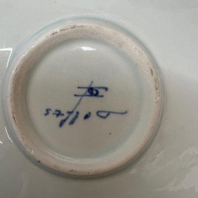 Vintage Delfts Handpainted Blue White Holland Ceramic Windmill Pitcher Cup and Saucer