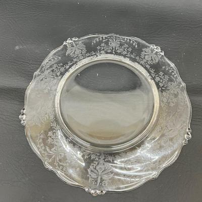 Depression Plate Clear Heisey Orchid Waverly Etched 7" Plate