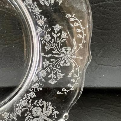 Depression Plate Clear Heisey Orchid Waverly Etched 7" Plate
