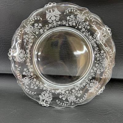 Depression Plate Clear Heisey Orchid Waverly Etched 7" Plate