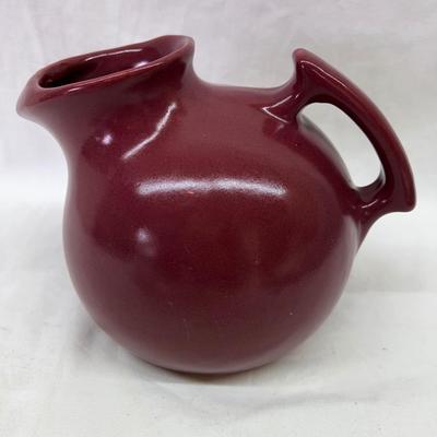 Vintage Ceramic Maroon Pitcher Square Handle Unique