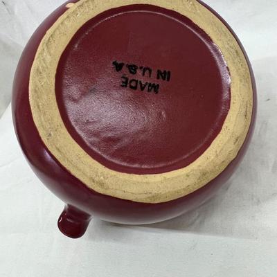 Vintage Ceramic Maroon Pitcher Square Handle Unique