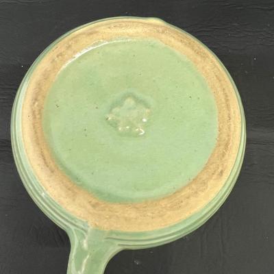Vintage Monmouth USA Green Stoneware Maple Leaf Beehive 1930's 16 oz. Syrup Pitcher