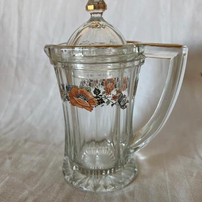 Floral Small Gold Trimmed Syrup Pitcher