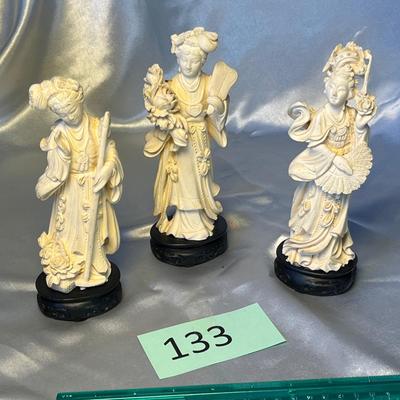3 Chinese Carved women figures