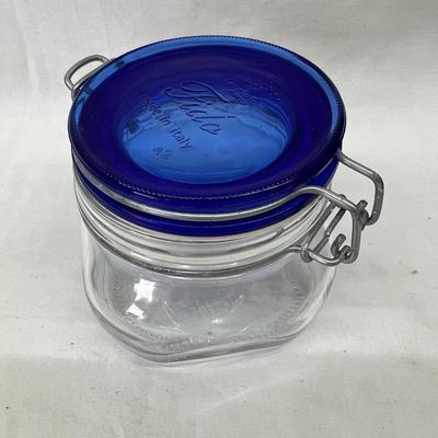 Vintage Bermioli Rocco Fida Storage Jar with Wire Lock Cobalt Blue 1/2 Liter