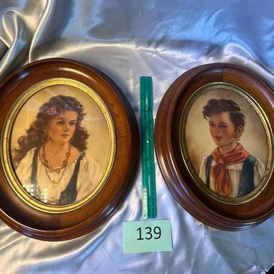 Oval Framed Boy & Girl Prints