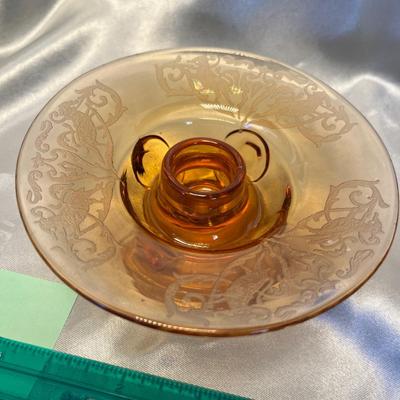 Paden City Glass Moondrop Candles w/ etch pattern