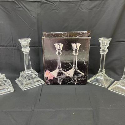 Set of Candleholders Clear Lead Crystal Tuscany 8"