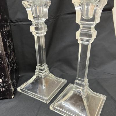 Set of Candleholders Clear Lead Crystal Tuscany 8"