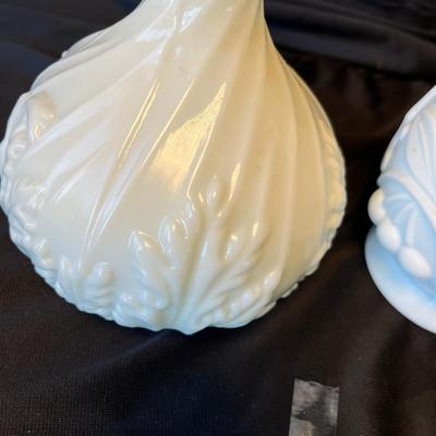 2 Victorian Milk Glass Bottles Decanters