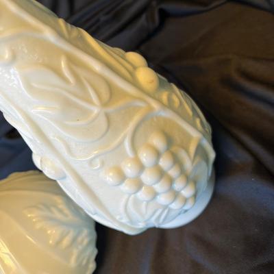 2 Victorian Milk Glass Bottles Decanters