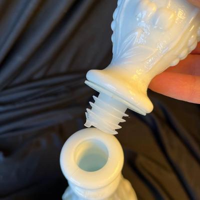 2 Victorian Milk Glass Bottles Decanters