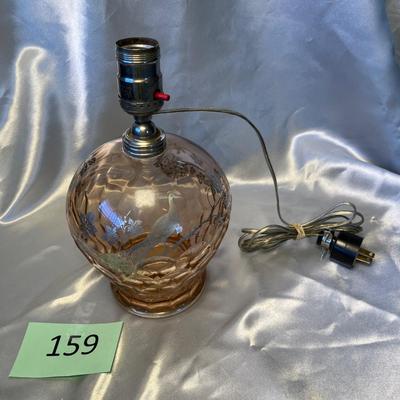 Georgian pattern Silver Overlay Pink Depression Lamp
