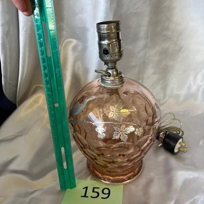 Georgian pattern Silver Overlay Pink Depression Lamp