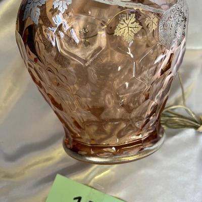 Georgian pattern Silver Overlay Pink Depression Lamp