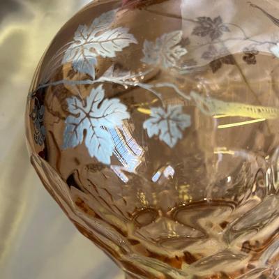 Georgian pattern Silver Overlay Pink Depression Lamp