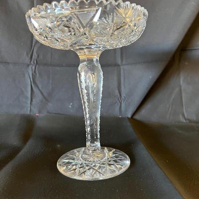 American Brillant Cut Glass Stem Candy Dish 8" Lovely