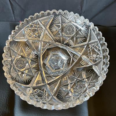 American Brillant Cut Glass Stem Candy Dish 8" Lovely