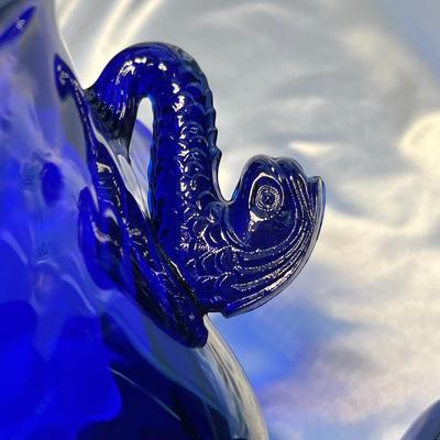 Fenton Cobalt Diamond Quilted Compote