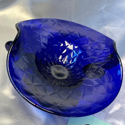 Fenton Cobalt Diamond Quilted Compote