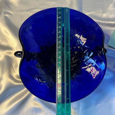 Fenton Cobalt Diamond Quilted Compote