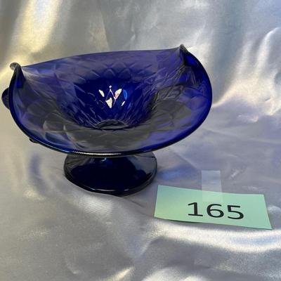 Fenton Cobalt Diamond Quilted Compote