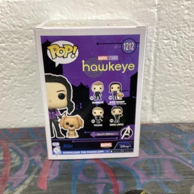 Funko pops Hawkeye, Kate bishop weâ€™re lucky the pizza dog 1212
