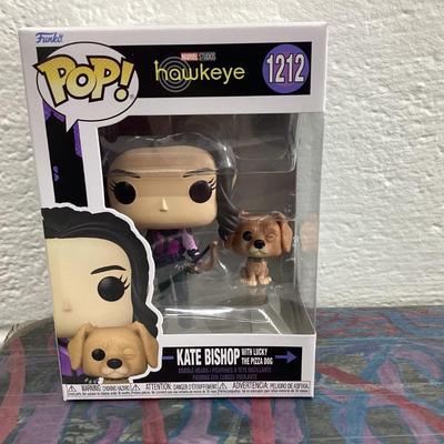 Funko pops Hawkeye, Kate bishop weâ€™re lucky the pizza dog 1212